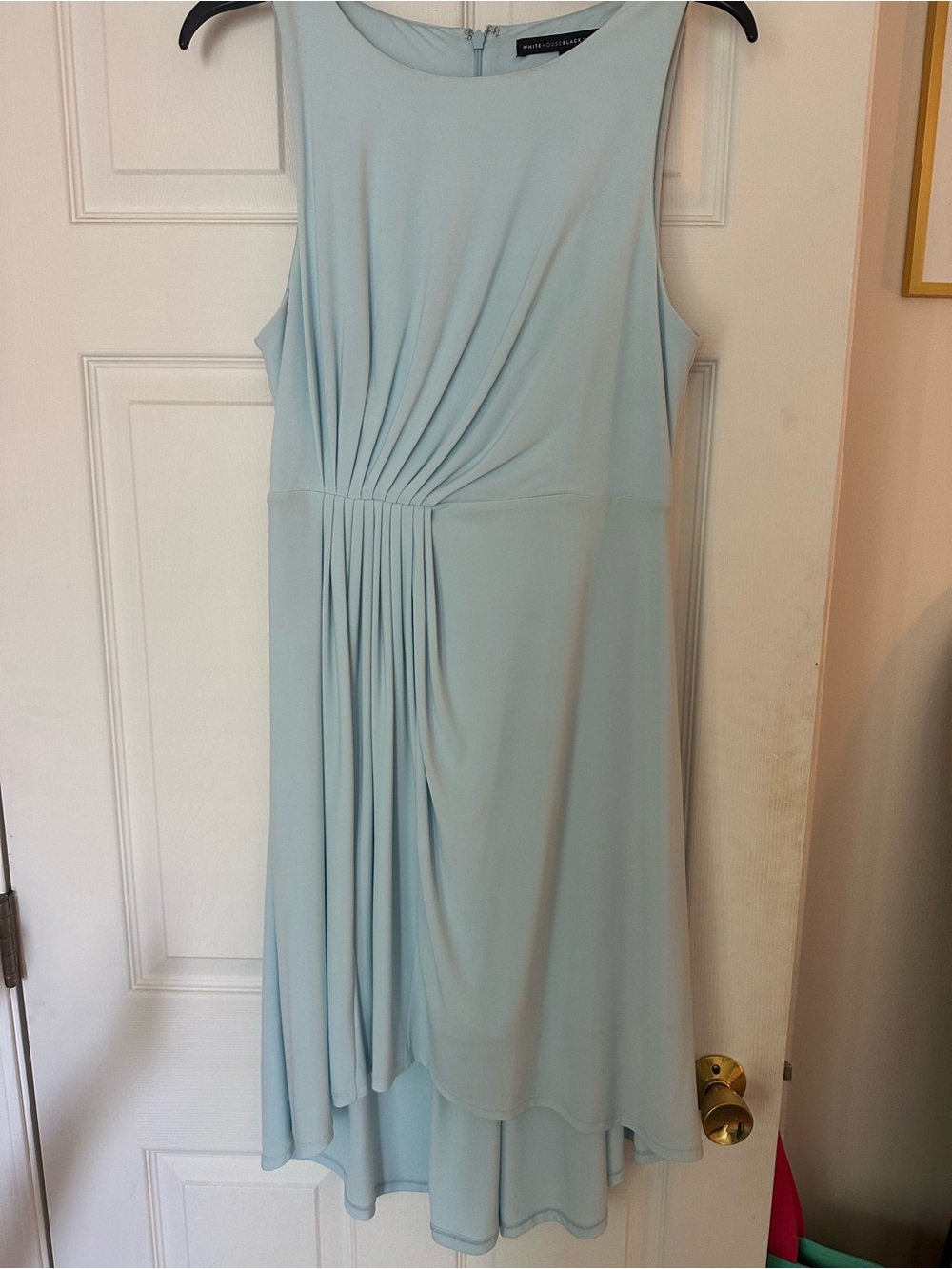 White House Black Market Light Blue Pleated High-Low Dress